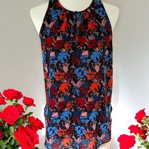 J. Crew Floral Sleeveless Keyhole Tank Top Blouse Shirt Size 2 Women's XS